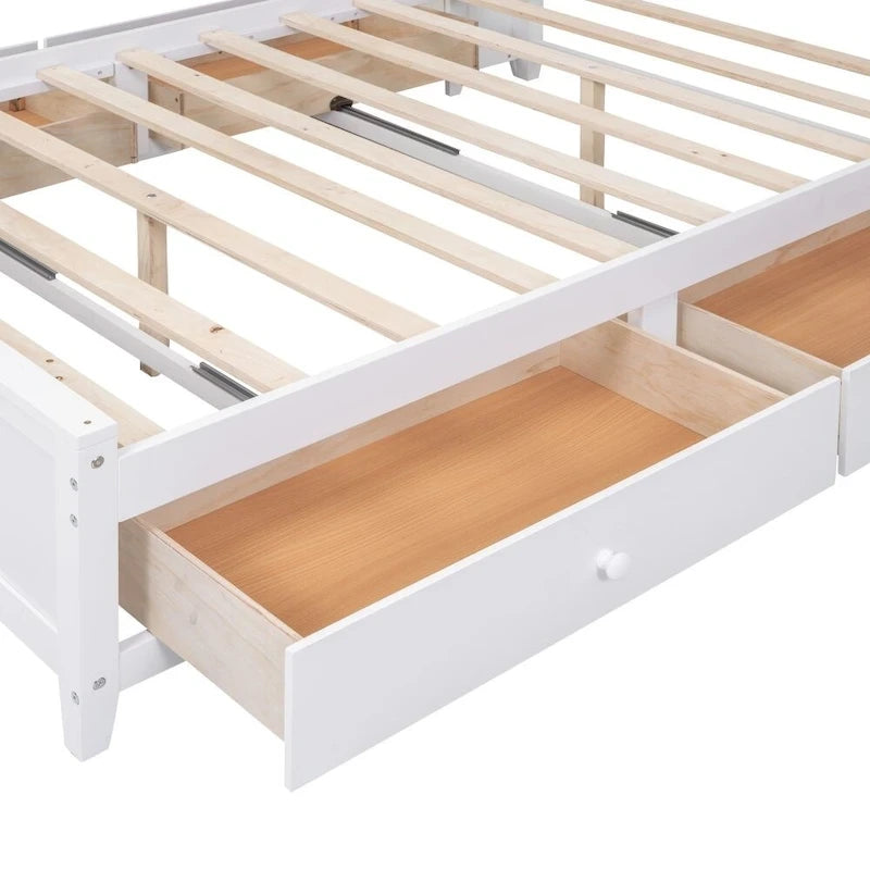 Letto contenitore Full Size grigio/bianco/espresso con ripiani e cassetti nella testiera, per 1-2 persone