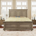 Letto matrimoniale tradizionale a pannelli grigio pietra/bianco/marrone, in legno di pino, per 2 persone