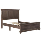 Letto matrimoniale tradizionale a pannelli grigio pietra/bianco/marrone, in legno di pino, per 2 persone