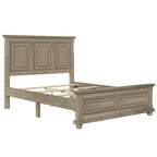 Letto matrimoniale tradizionale a pannelli grigio pietra/bianco/marrone, in legno di pino, per 2 persone