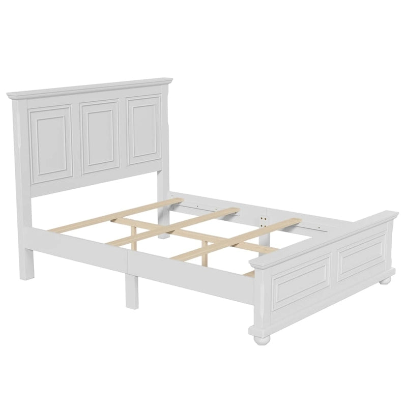 Letto matrimoniale tradizionale a pannelli grigio pietra/bianco/marrone, in legno di pino, per 2 persone