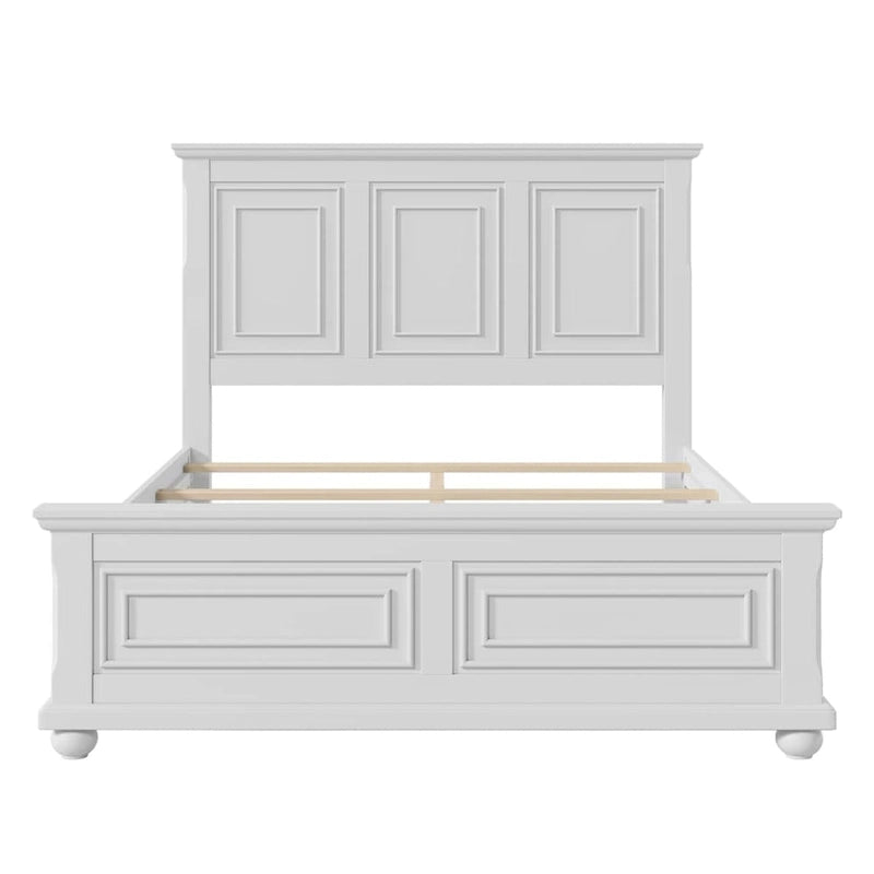 Letto matrimoniale tradizionale a pannelli grigio pietra/bianco/marrone, in legno di pino, per 2 persone