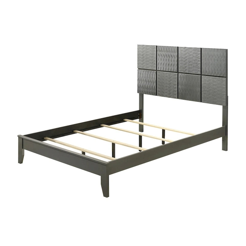 Set camera da letto 3 pezzi con pannello grigio canna di fucile, per 1-2 persone (matrimoniale/queen/king)