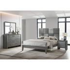 Set camera da letto 3 pezzi con pannello grigio canna di fucile, per 1-2 persone (matrimoniale/queen/king)