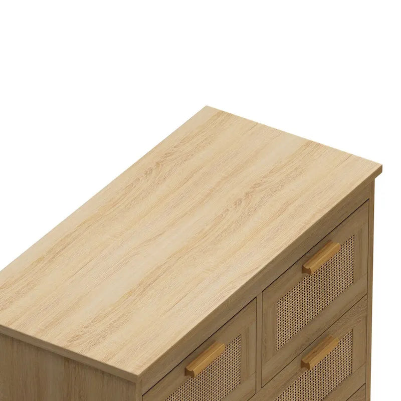 Mobile contenitore a 4 cassetti in rattan, nero/naturale, per 1 persona