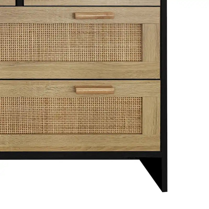 Mobile contenitore a 4 cassetti in rattan, nero/naturale, per 1 persona