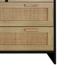 Mobile contenitore a 4 cassetti in rattan, nero/naturale, per 1 persona