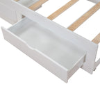 Divano letto in legno con letto estraibile e 2 cassetti portaoggetti, da una piazza e mezza a matrimoniale, per 1-2 persone, Bianco/Espresso/Grigio