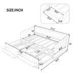 Divano letto in legno con letto estraibile e 2 cassetti portaoggetti, da una piazza e mezza a matrimoniale, per 1-2 persone, Bianco/Espresso/Grigio