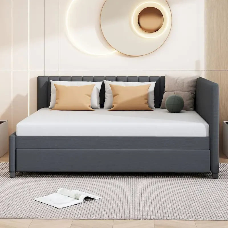 Divano Letto Matrimoniale in Lino con Letto Estraibile Singolo, per 2 Persone – Giallo / Rosa / Grigio / Beige