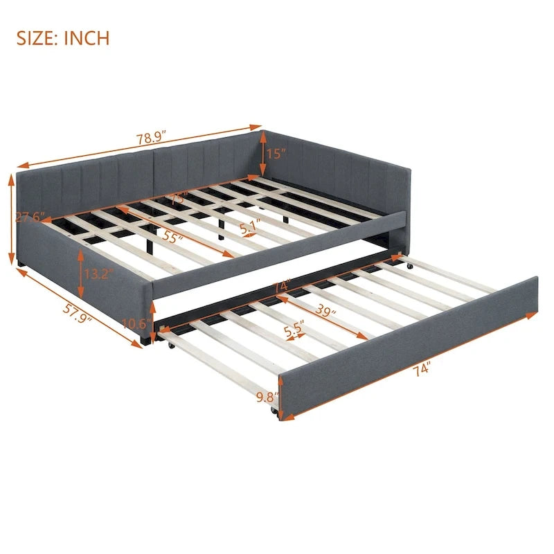 Divano Letto Matrimoniale in Lino con Letto Estraibile Singolo, per 2 Persone – Giallo / Rosa / Grigio / Beige