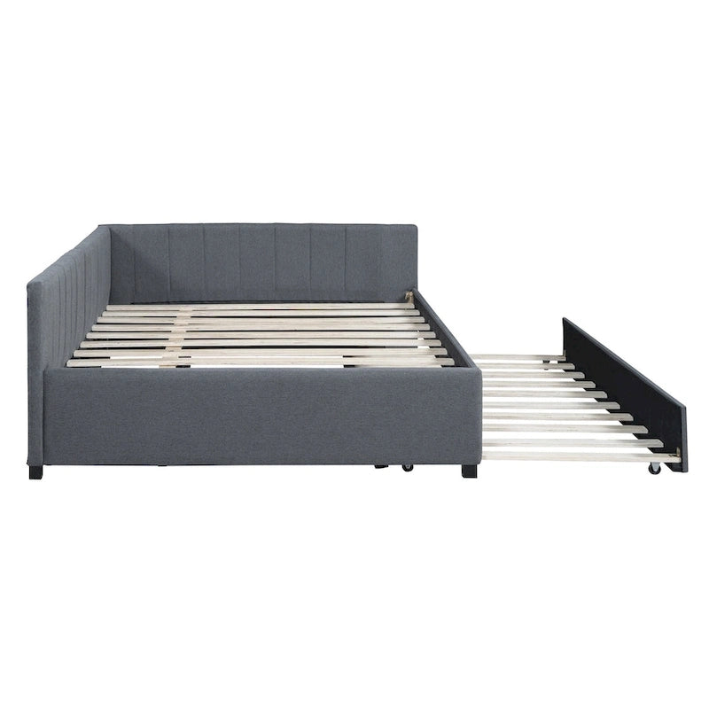 Divano Letto Matrimoniale in Lino con Letto Estraibile Singolo, per 2 Persone – Giallo / Rosa / Grigio / Beige