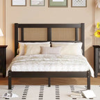 Testata letto a piattaforma in rattan bianco/nero, piazza e mezza/matrimoniale, 1 persona