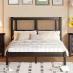Testata letto a piattaforma in rattan bianco/nero, piazza e mezza/matrimoniale, 1 persona