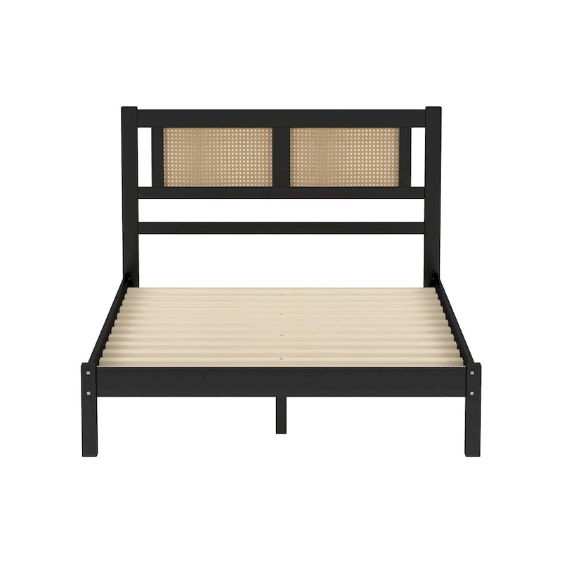 Testata letto a piattaforma in rattan bianco/nero, piazza e mezza/matrimoniale, 1 persona