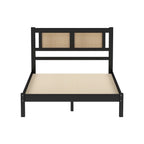 Testata letto a piattaforma in rattan bianco/nero, piazza e mezza/matrimoniale, 1 persona