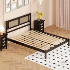 Testata letto a piattaforma in rattan bianco/nero, piazza e mezza/matrimoniale, 1 persona
