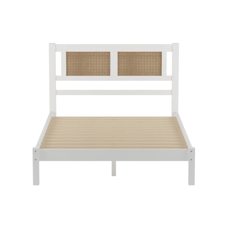 Testata letto a piattaforma in rattan bianco/nero, piazza e mezza/matrimoniale, 1 persona