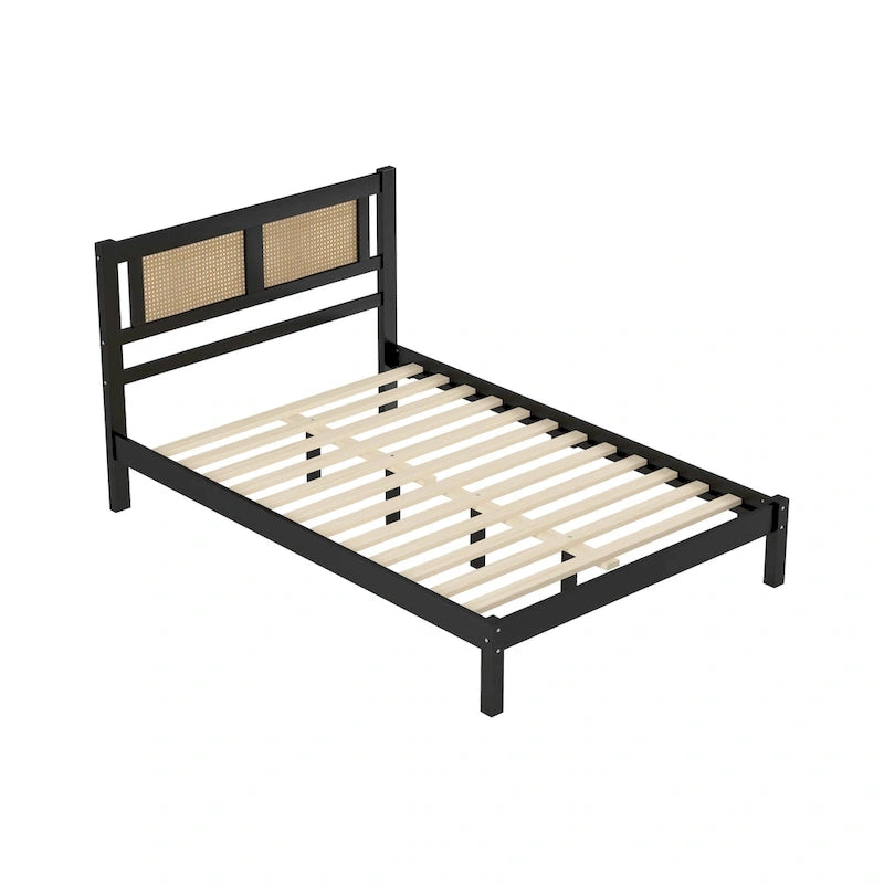 Testata letto a piattaforma in rattan bianco/nero, piazza e mezza/matrimoniale, 1 persona