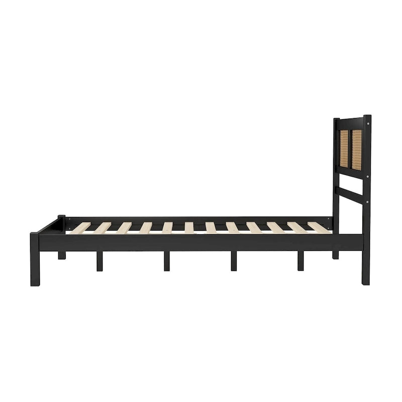 Testata letto a piattaforma in rattan bianco/nero, piazza e mezza/matrimoniale, 1 persona