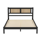 Testata letto a piattaforma in rattan bianco/nero, piazza e mezza/matrimoniale, 1 persona