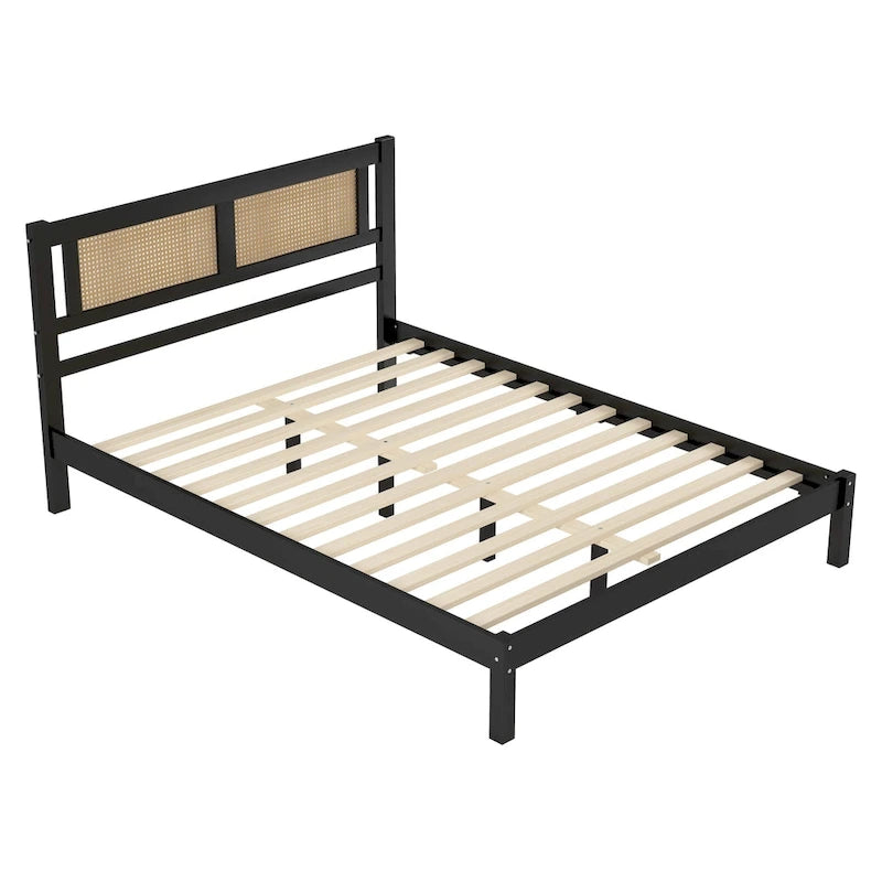 Testata letto a piattaforma in rattan bianco/nero, piazza e mezza/matrimoniale, 1 persona