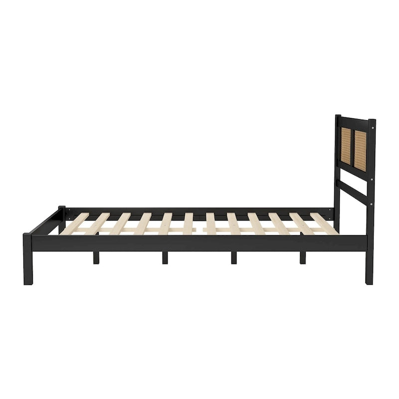 Testata letto a piattaforma in rattan bianco/nero, piazza e mezza/matrimoniale, 1 persona