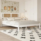 Testata letto a piattaforma in rattan bianco/nero, piazza e mezza/matrimoniale, 1 persona