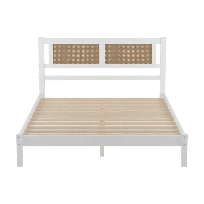 Testata letto a piattaforma in rattan bianco/nero, piazza e mezza/matrimoniale, 1 persona