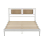 Testata letto a piattaforma in rattan bianco/nero, piazza e mezza/matrimoniale, 1 persona