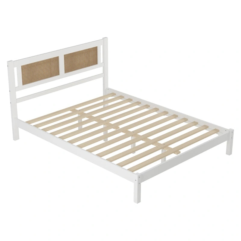 Testata letto a piattaforma in rattan bianco/nero, piazza e mezza/matrimoniale, 1 persona