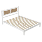 Testata letto a piattaforma in rattan bianco/nero, piazza e mezza/matrimoniale, 1 persona