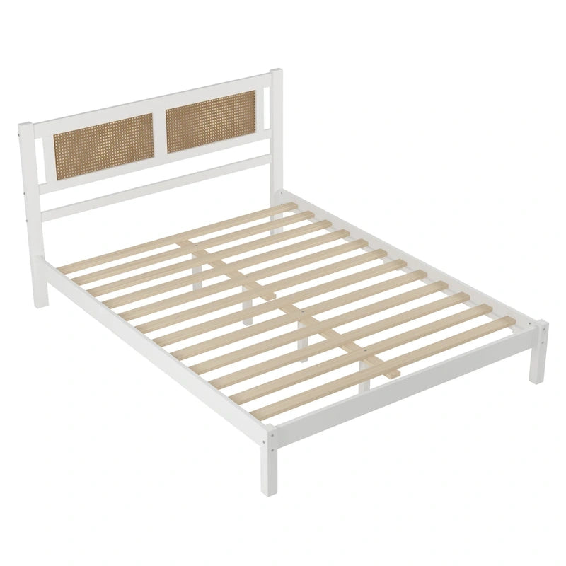 Testata letto a piattaforma in rattan bianco/nero, piazza e mezza/matrimoniale, 1 persona