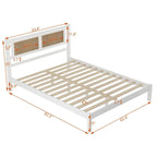 Testata letto a piattaforma in rattan bianco/nero, piazza e mezza/matrimoniale, 1 persona