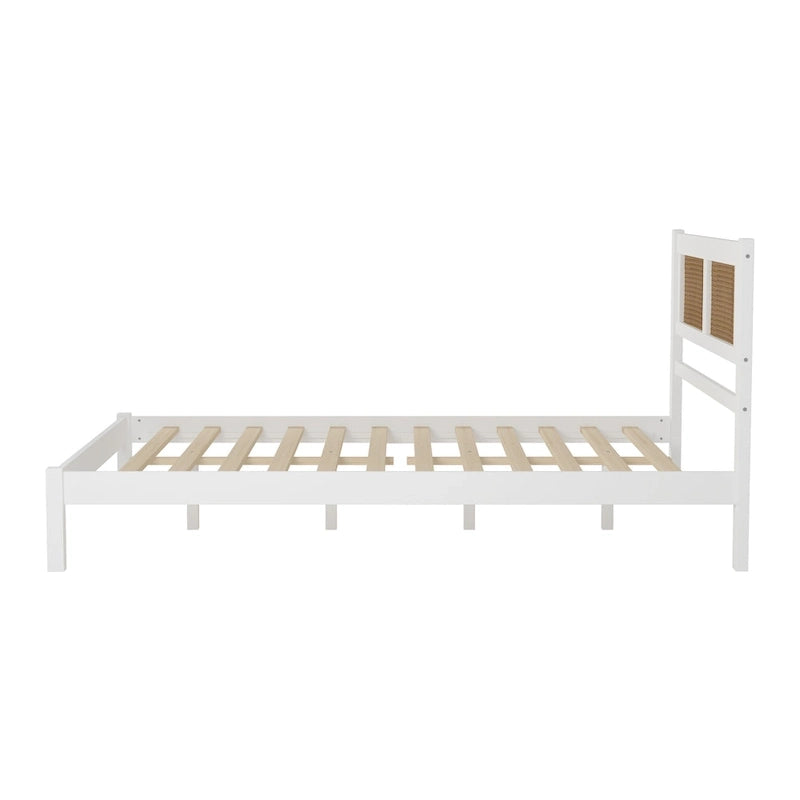 Testata letto a piattaforma in rattan bianco/nero, piazza e mezza/matrimoniale, 1 persona