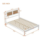 Testata letto a piattaforma in rattan bianco/nero, piazza e mezza/matrimoniale, 1 persona