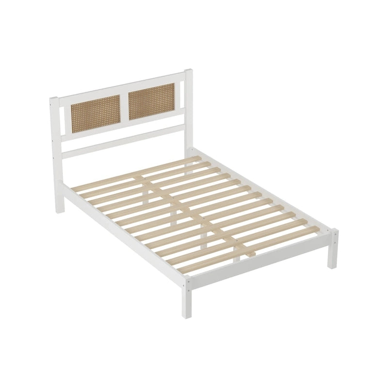 Testata letto a piattaforma in rattan bianco/nero, piazza e mezza/matrimoniale, 1 persona