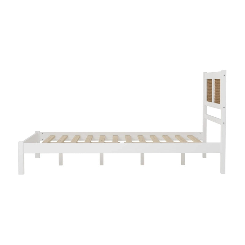 Testata letto a piattaforma in rattan bianco/nero, piazza e mezza/matrimoniale, 1 persona