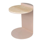 Tavolino a C con piano in marmo beige/beige rosato