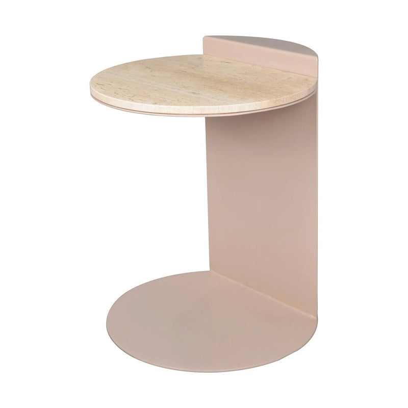 Tavolino a C con piano in marmo beige/beige rosato