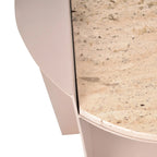 Tavolino a C con piano in marmo beige/beige rosato