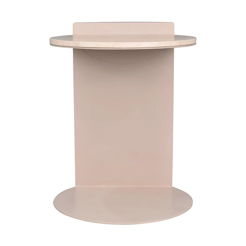 Tavolino a C con piano in marmo beige/beige rosato