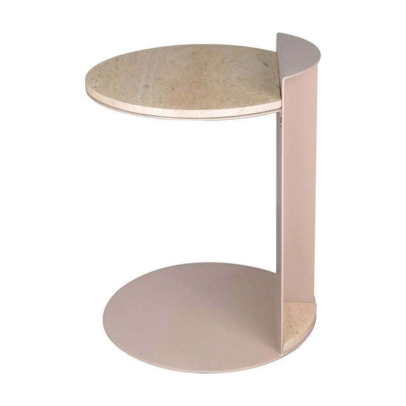 Tavolino a C con piano in marmo beige/beige rosato