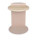 Tavolino a C con piano in marmo beige/beige rosato