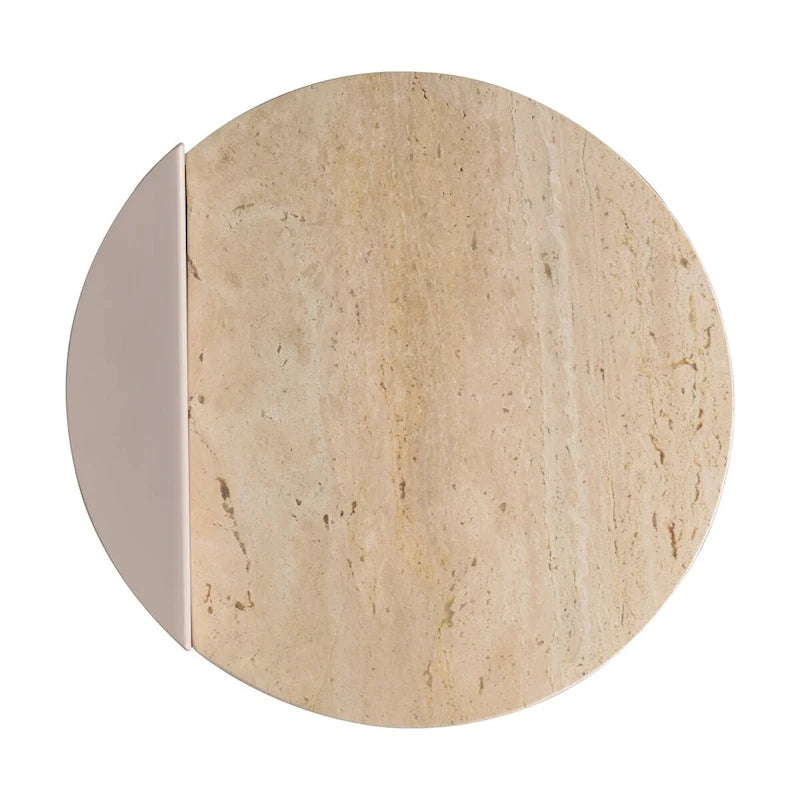 Tavolino a C con piano in marmo beige/beige rosato