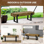Panca da giardino con gambe in metallo, Panca da ingresso in cemento effetto legno rustico
