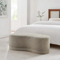 Panca Pouf Rivestita in Velluto, Avena/Ardesia/Crema/Salvia, Seduta Singola, 122 cm L