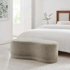 Panca Pouf Rivestita in Velluto, Avena/Ardesia/Crema/Salvia, Seduta Singola, 122 cm L