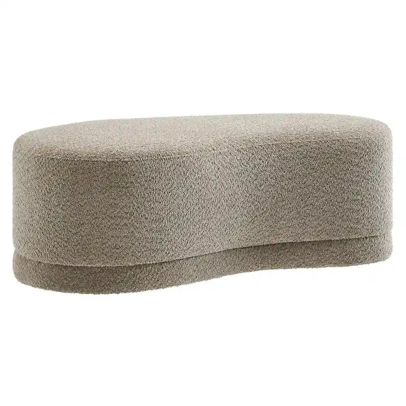 Panca Pouf Rivestita in Velluto, Avena/Ardesia/Crema/Salvia, Seduta Singola, 122 cm L
