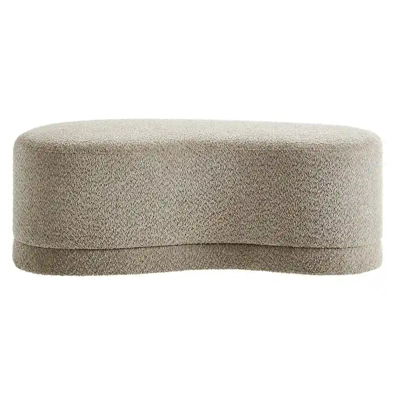 Panca Pouf Rivestita in Velluto, Avena/Ardesia/Crema/Salvia, Seduta Singola, 122 cm L